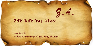 Zákány Alex névjegykártya